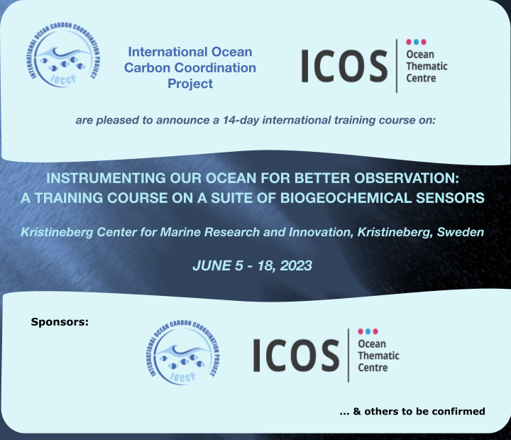 SAVE THE DATE: IOCCP ICOS-OTC summer course on the use of biogeochemical sensors