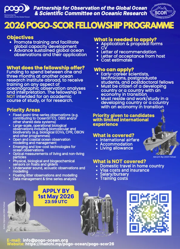 The call for POGO-SCOR fellowships is out!